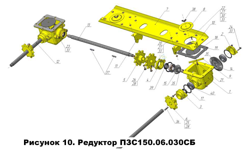 Крышка с редукторами ПЗС 150.06.030 (2 звезд. На загрузч. Вал 625 мм.): купить в Воронеже